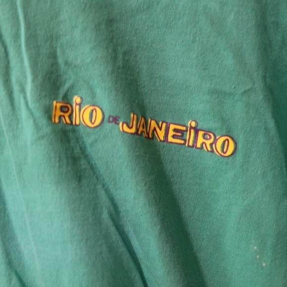 Rio De Janeiro Teal Green Cropped Tshirt Travel Tourist Medium - Picture 7 of 7